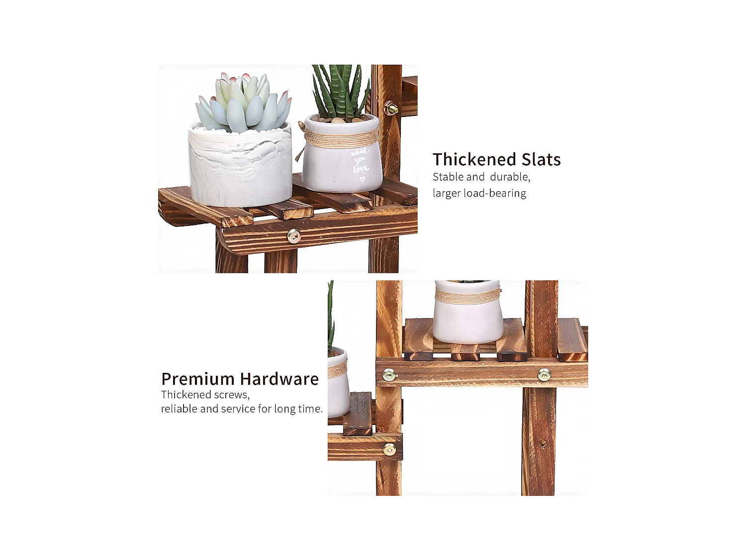 Étagère plante balcon porte plante en bois massif support pour plantes 58x50x11.5cm