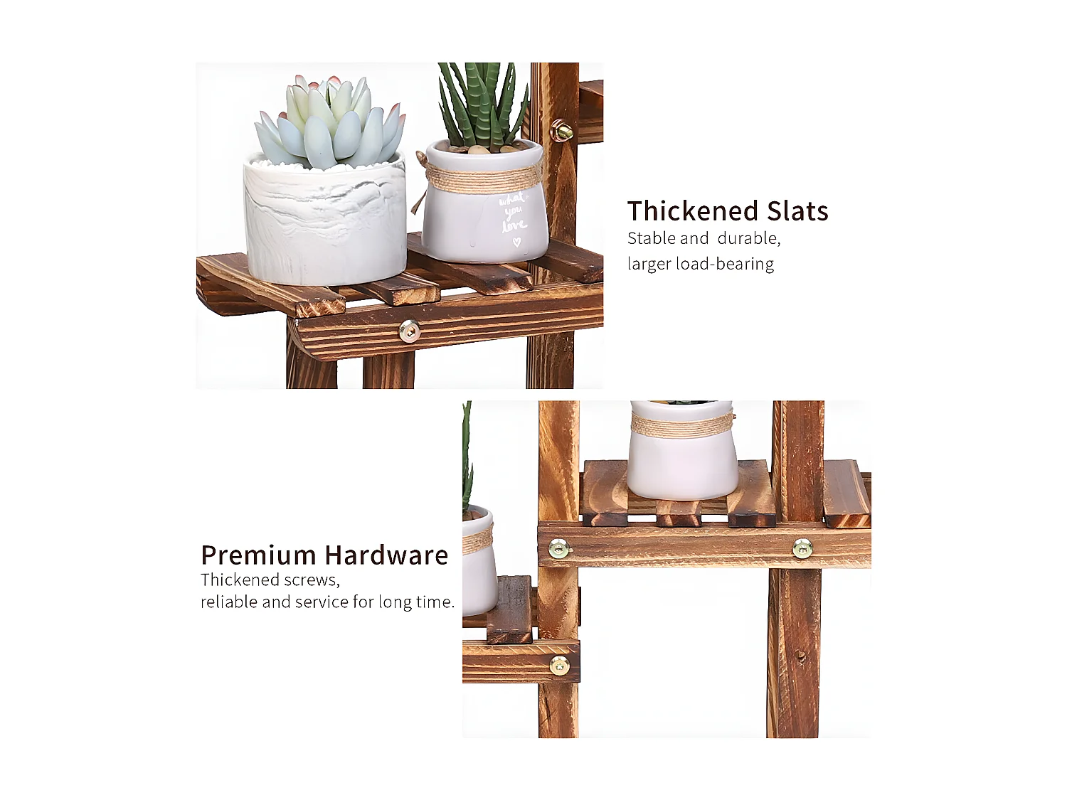 Étagère plante balcon porte plante en bois massif support pour plantes 58x50x11.5cm