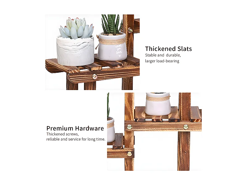 Étagère plante balcon porte plante en bois massif support pour plantes 58x50x11.5cm