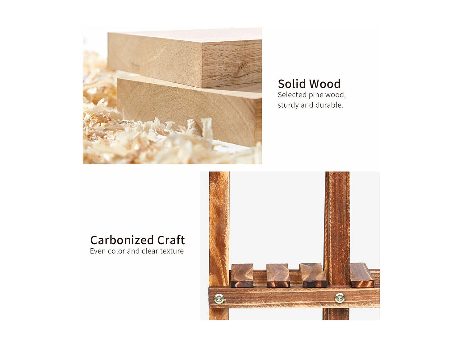 Étagère plante balcon porte plantes en bois massif support pour pot de fleur 60x61.5x11.5cm