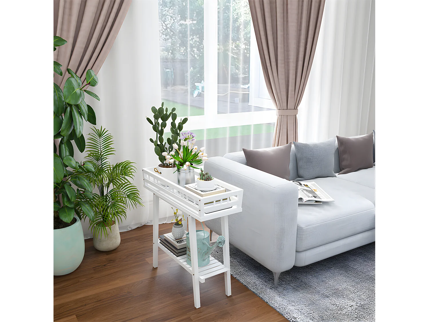 Porte plantes intérieure étagère plante scandinave support pot de fleur 74x27x69cm