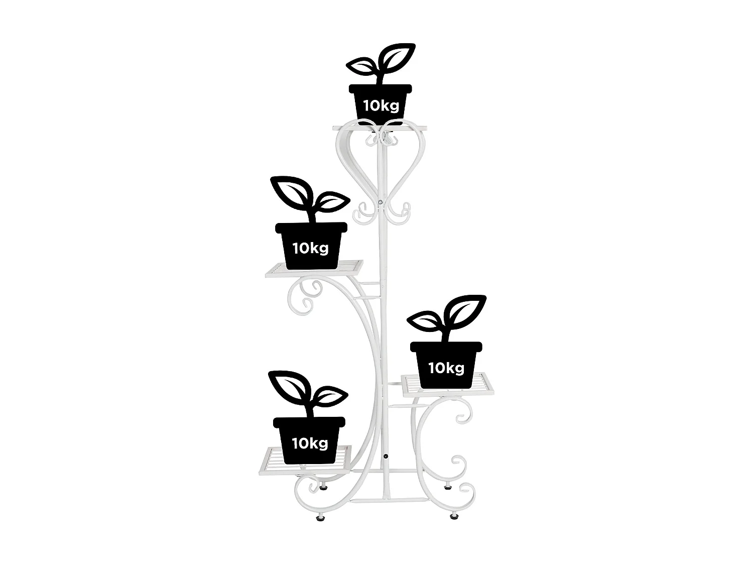Étagère plante intérieure porte plantes support pot de fleurs sur pied pour balcon 87x50x25cm