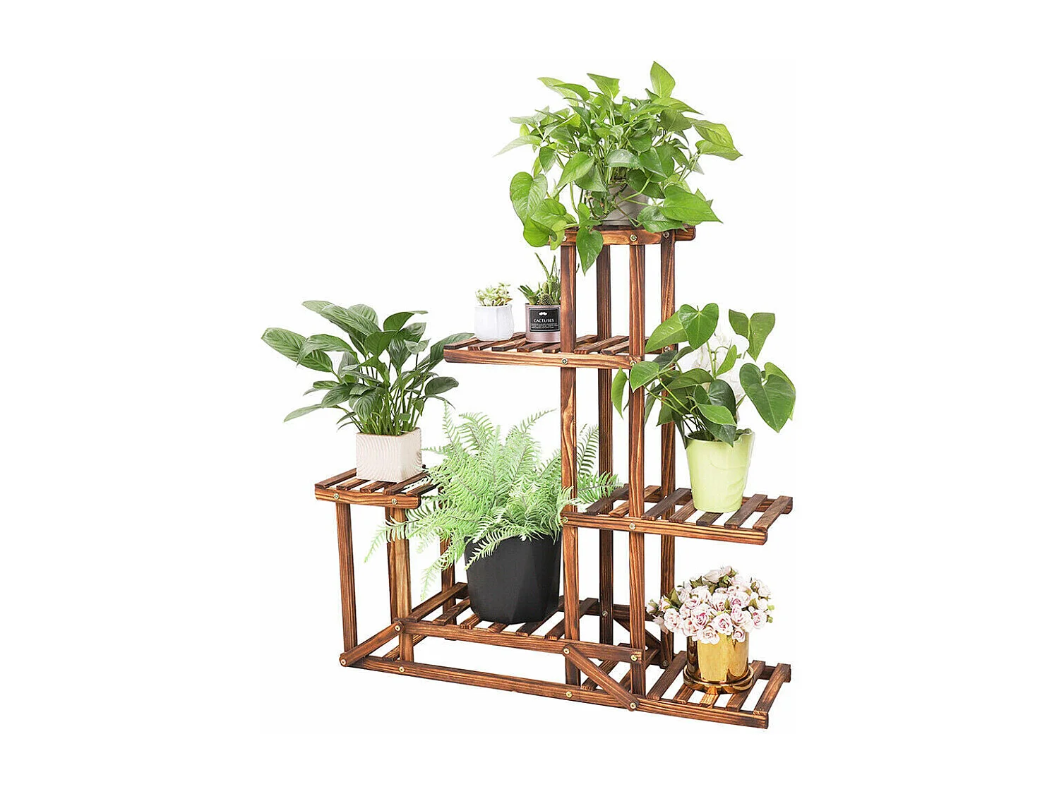 Étagère plante intérieure porte fleur extérieure à 5 niveaux support pot de fleur 96x95x25cm