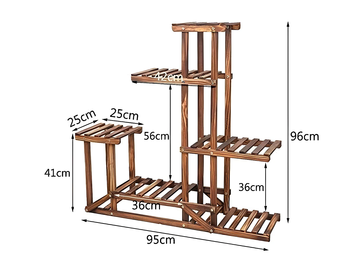 Étagère plante intérieure porte fleur extérieure à 5 niveaux support pot de fleur 96x95x25cm
