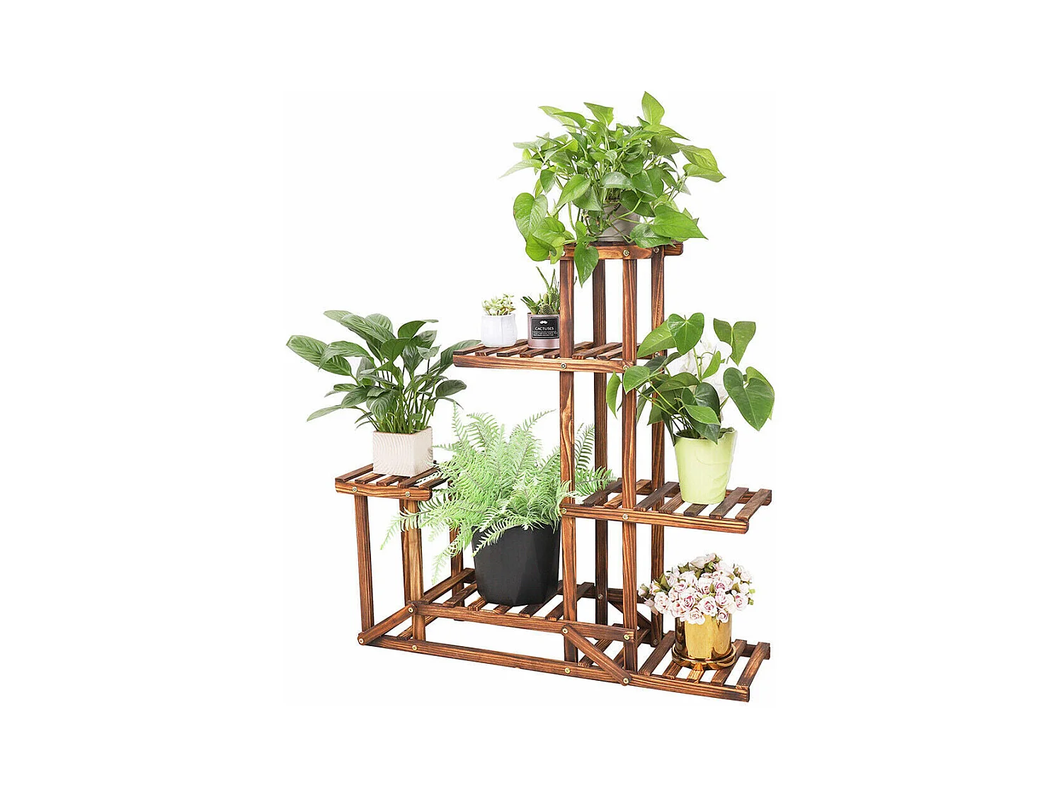 Étagère plante intérieure porte fleur extérieure à 5 niveaux support pot de fleur 96x95x25cm