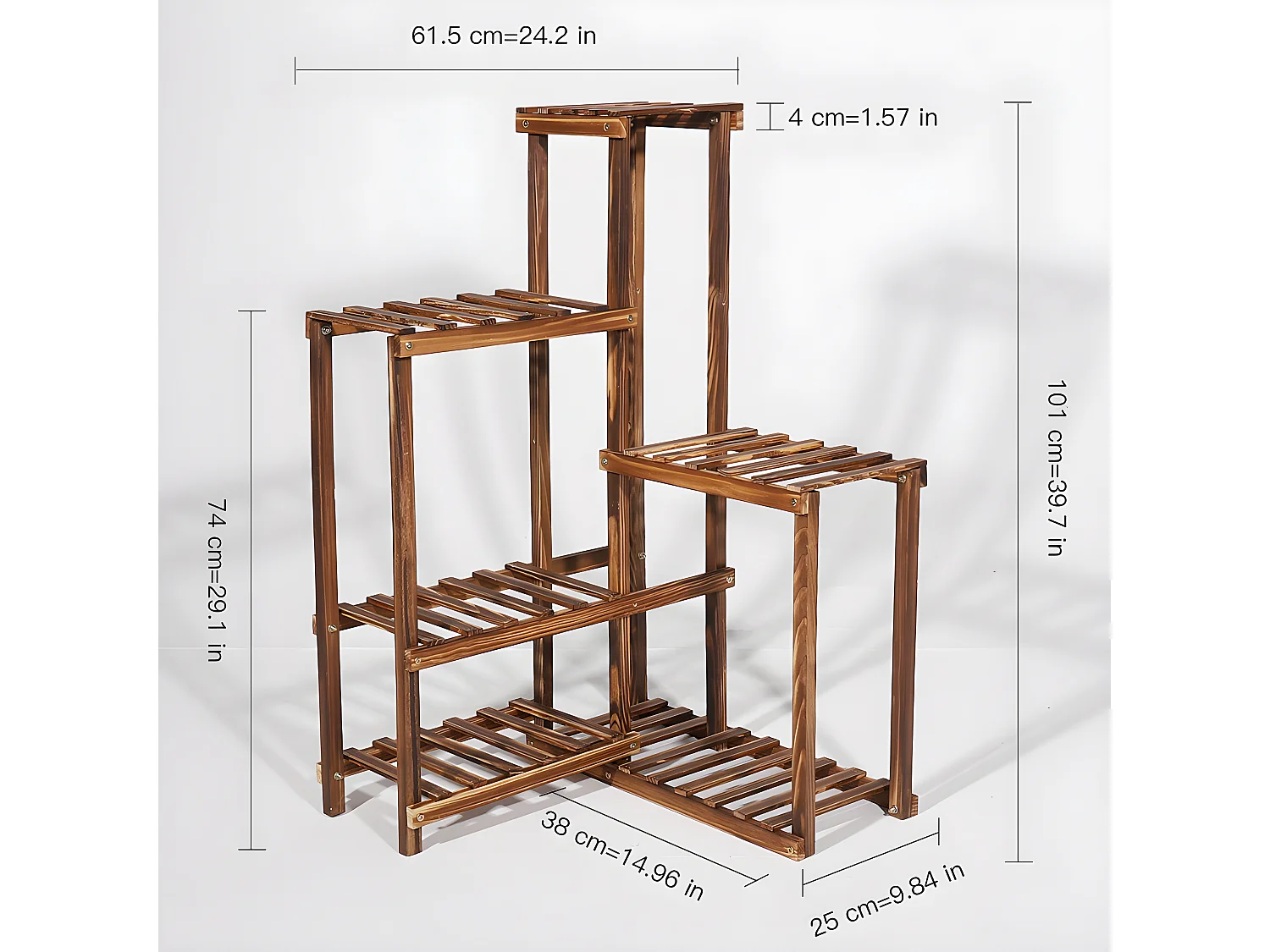 Étagère à fleurs angle en bois porte plantes de 6 niveaux escalier pour plante 60x60x100cm
