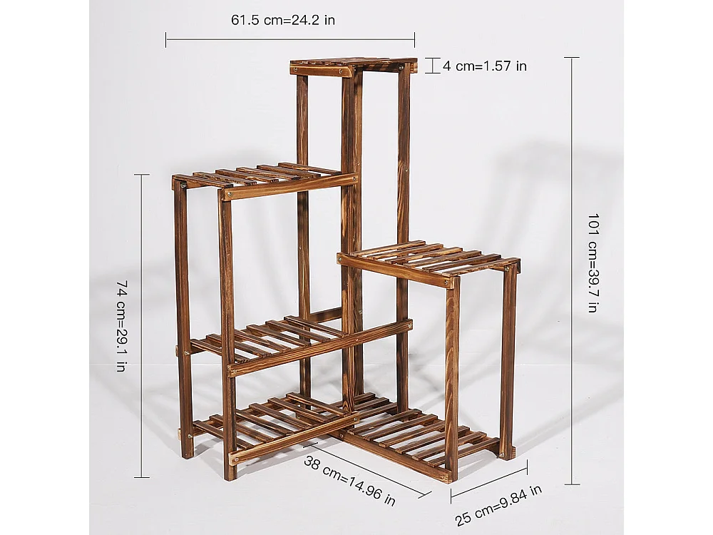 Étagère à fleurs angle en bois porte plantes de 6 niveaux escalier pour plante 60x60x100cm