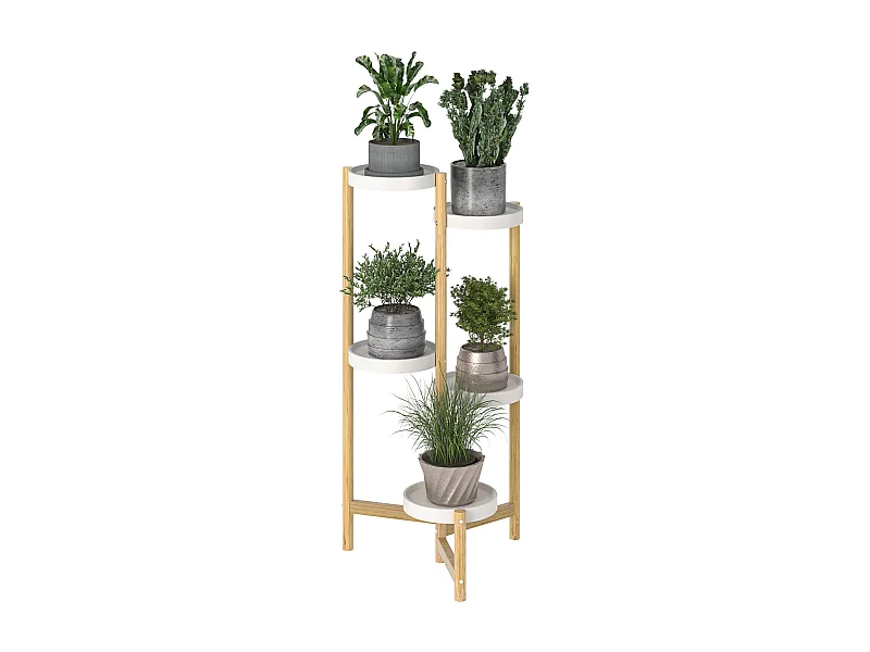 Porte plante en bambou intérieur étagère fleur à 5 niveaux escalier plantes pour salon 93x45cm
