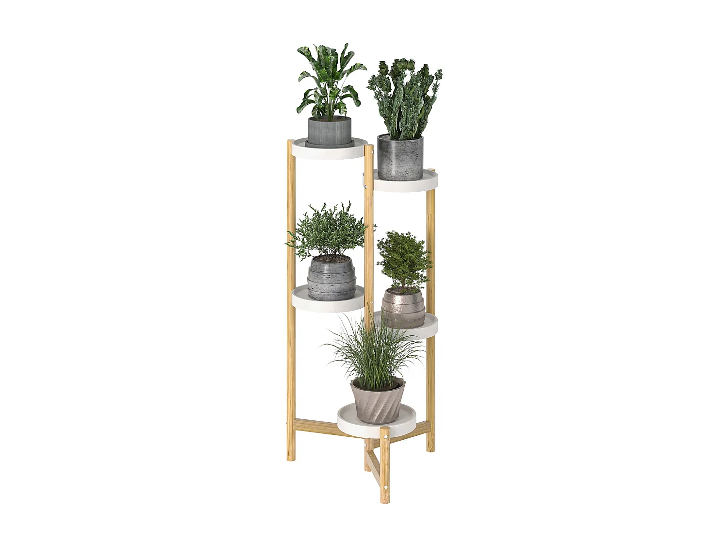Porte plante en bambou intérieur étagère fleur à 5 niveaux escalier plantes pour salon 93x45cm
