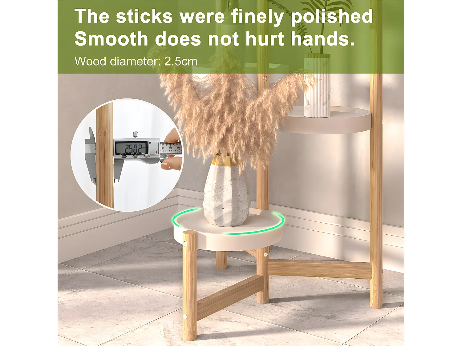 Porte plante en bambou intérieur étagère fleur à 5 niveaux escalier plantes pour salon 93x45cm