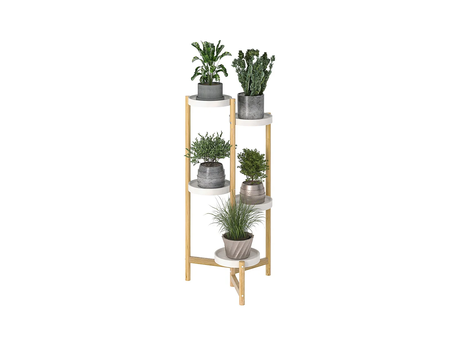 Porte plante en bambou intérieur étagère fleur à 5 niveaux escalier plantes pour salon 93x45cm