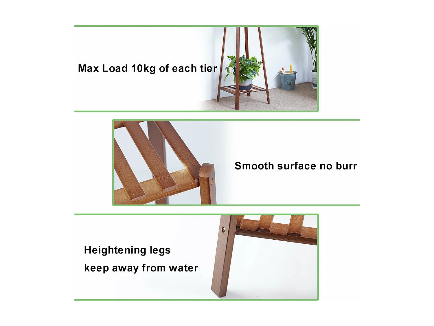 Étagère plante balcon porte plante en bois massif support pour plantes 58x50x11.5cm