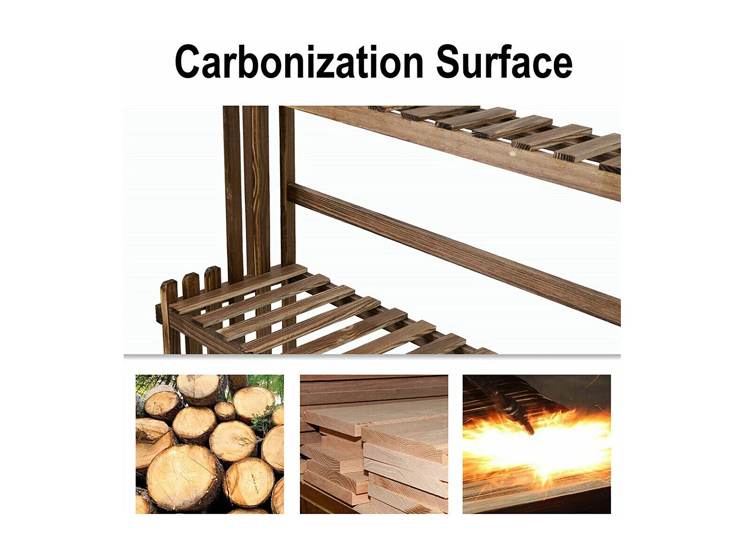 Étagère plante intérieur porte plantes extérieur à 3 niveaux support fleur 81x36.5x145cm