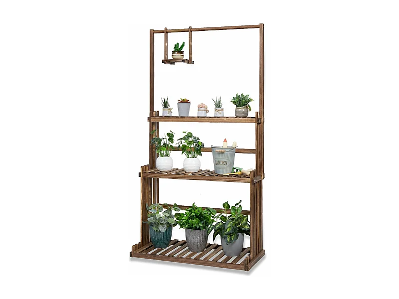 Étagère plante intérieur porte plantes extérieur à 3 niveaux support fleur 81x36.5x145cm