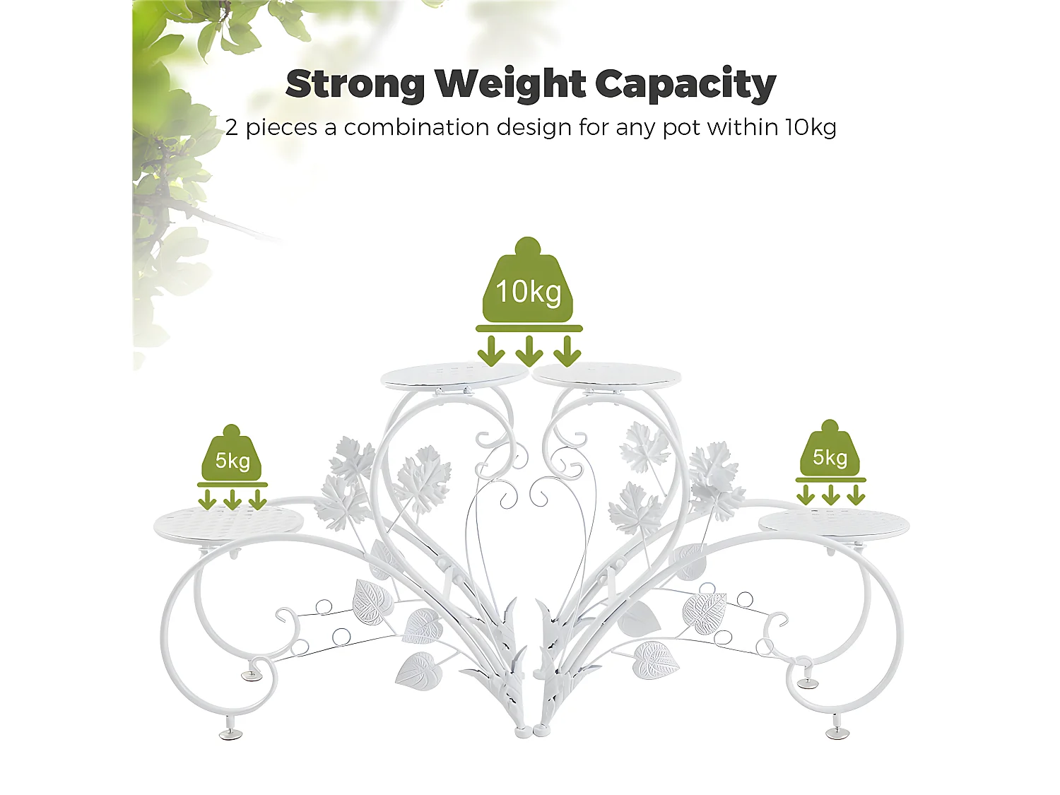 Étagère plantes avec 4 tablettes porte plante charge max 20kg support pot de fleurs 90x42x21cm