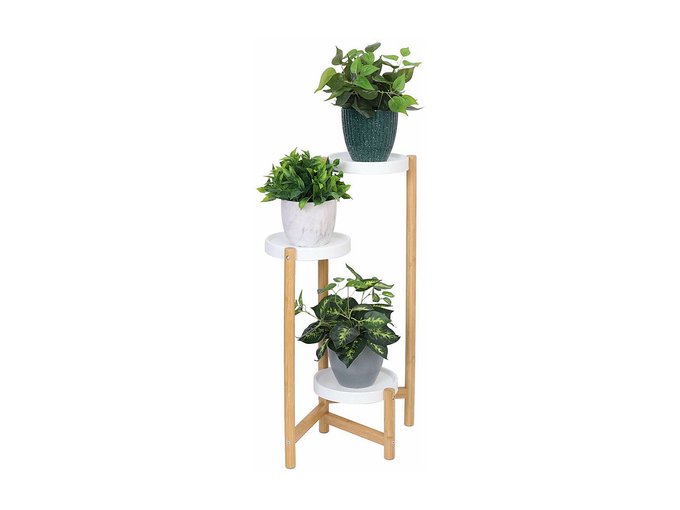 Étagère Plante Intérieur 3 Niveaux 25cm - Support Plantes Métal Rotatif Pour Salon Balcon Jardin