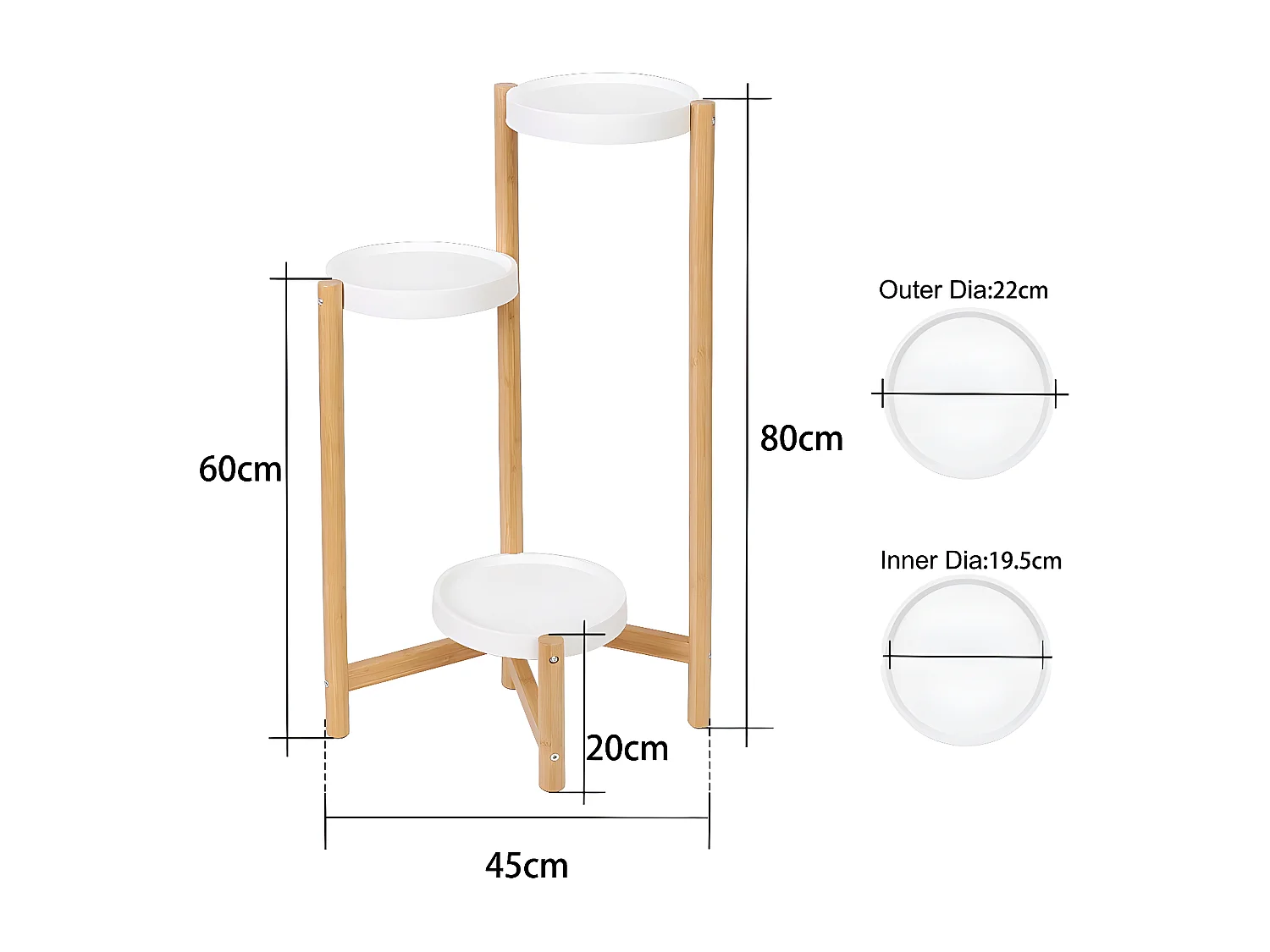 Étagère plante intérieure porte plantes support pot de fleurs sur pied pour balcon 87x50x25cm