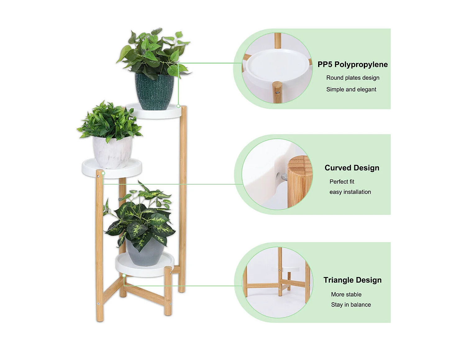Étagère plante intérieure porte plantes support pot de fleurs sur pied pour balcon 87x50x25cm