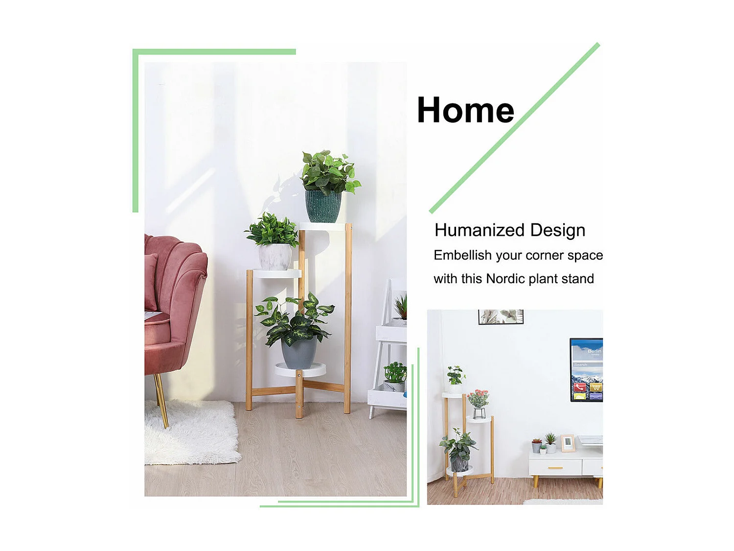 Étagère plante intérieure porte plantes support pot de fleurs sur pied pour balcon 87x50x25cm