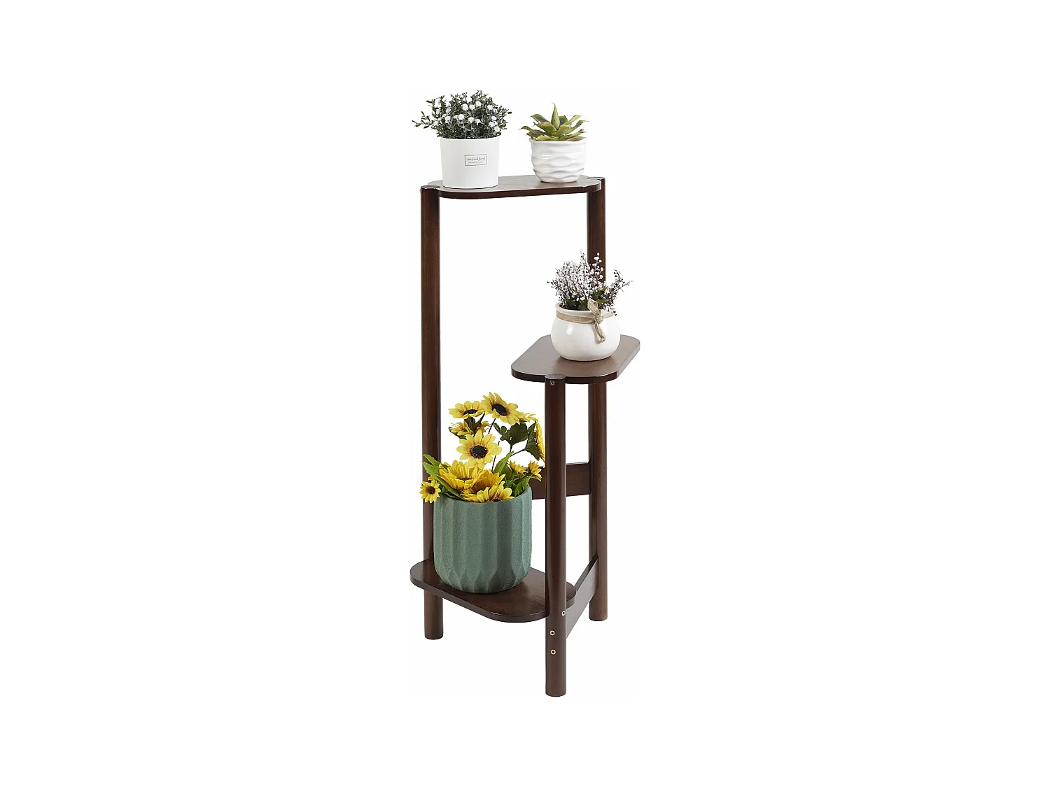 Porte plante en bambou intérieur etagère plantes à 3 niveaux escalier 32x75cm