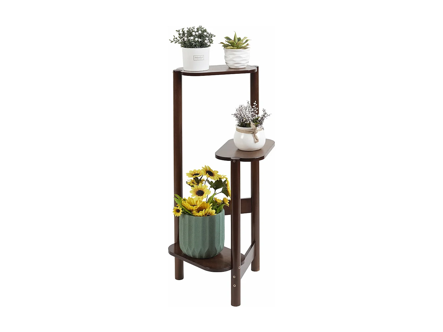 Porte plante en bambou intérieur etagère plantes à 3 niveaux escalier 32x75cm