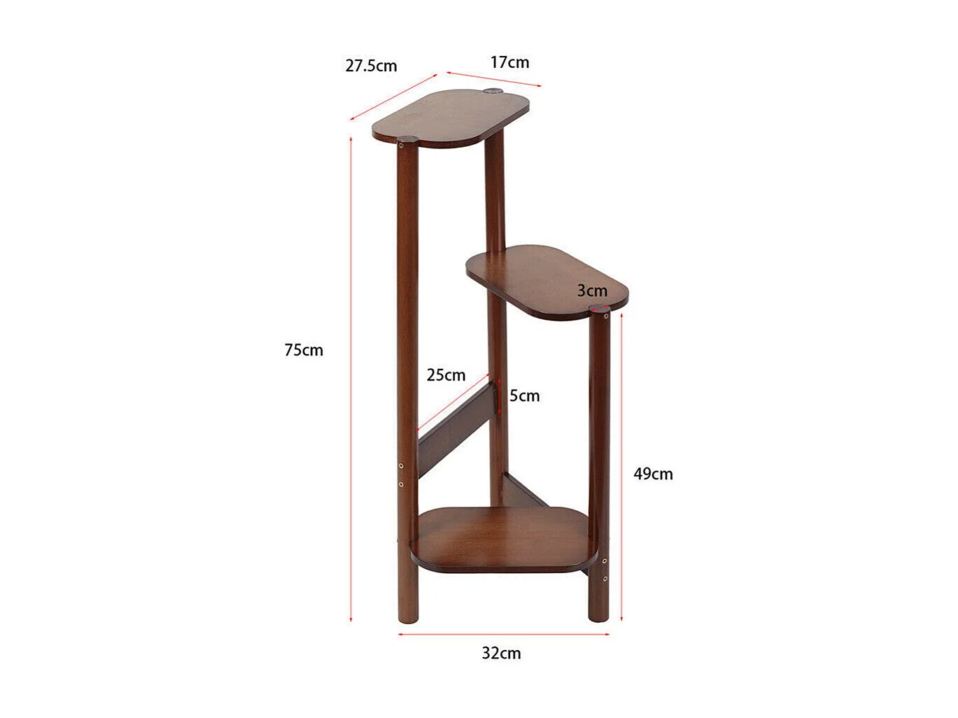 Porte plante en bambou intérieur etagère plantes à 3 niveaux escalier 32x75cm