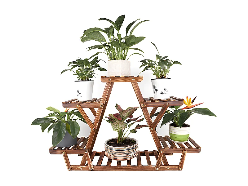 Porte plante étagère plantes à 6 tablettes support pour jardin terrasse balcon maison 92x58x25.4cm