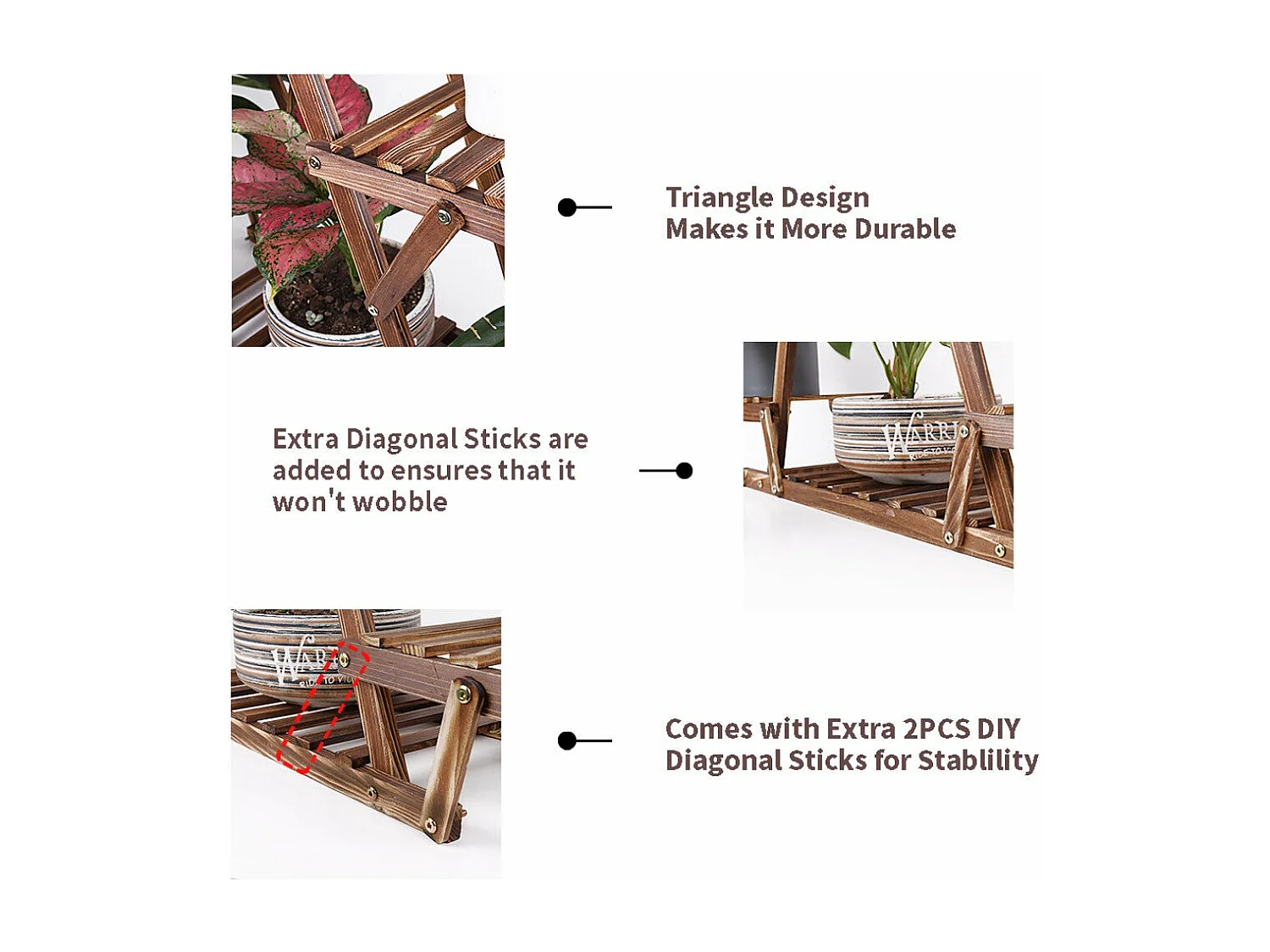 Porte plante étagère plantes à 6 tablettes support pour jardin terrasse balcon maison 92x58x25.4cm