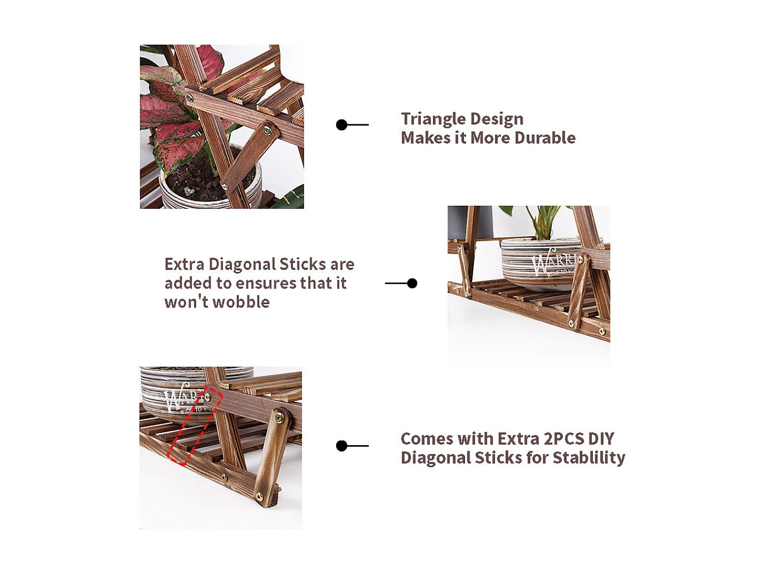 Porte plante étagère plantes à 6 tablettes support pour jardin terrasse balcon maison 92x58x25.4cm