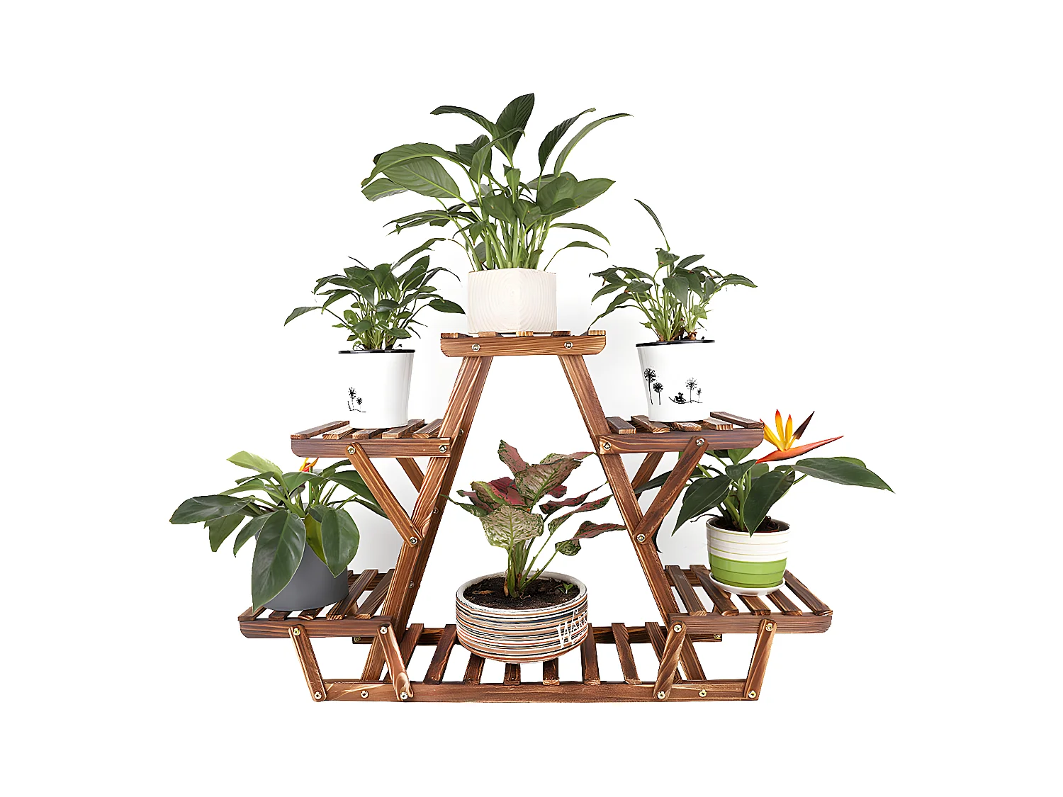 Porte plante étagère plantes à 6 tablettes support pour jardin terrasse balcon maison 92x58x25.4cm
