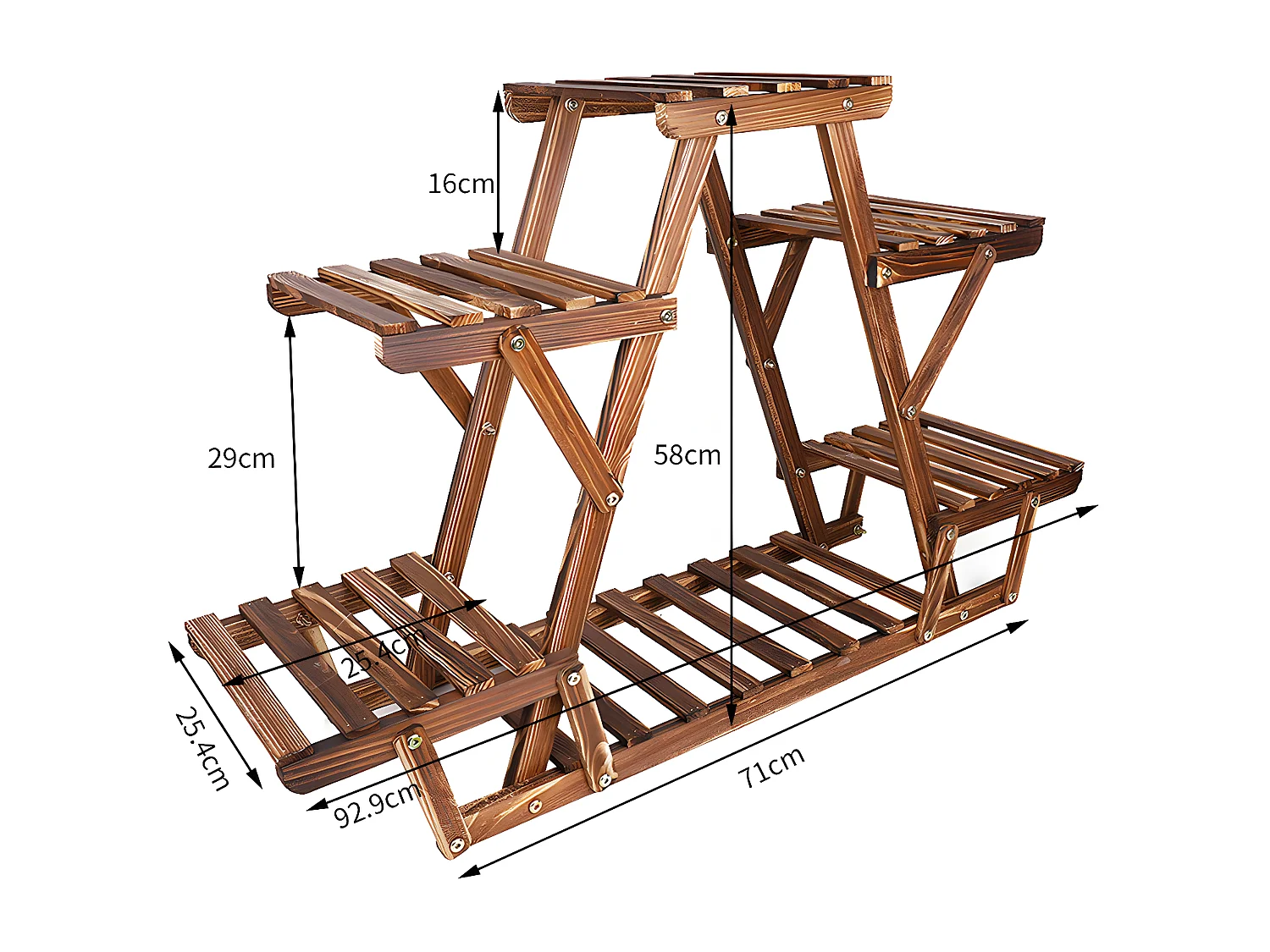 Porte plante étagère plantes à 6 tablettes support pour jardin terrasse balcon maison 92x58x25.4cm