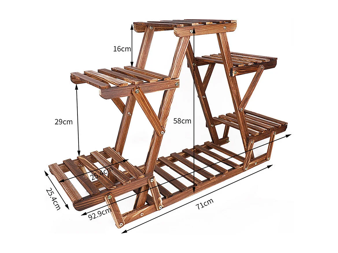 Porte plante étagère plantes à 6 tablettes support pour jardin terrasse balcon maison 92x58x25.4cm
