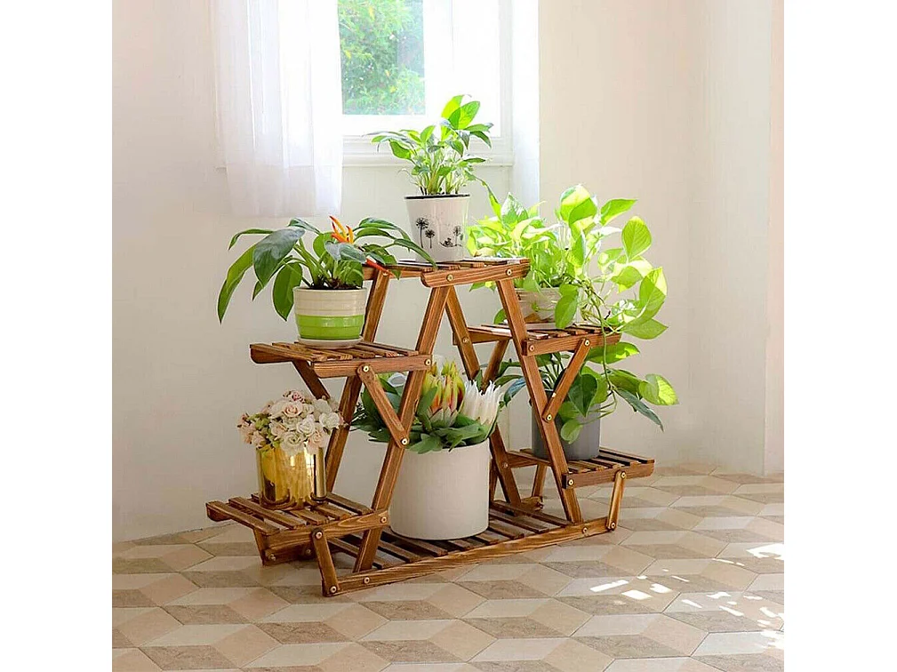 Porte plante étagère plantes à 6 tablettes support pour jardin terrasse balcon maison 92x58x25.4cm