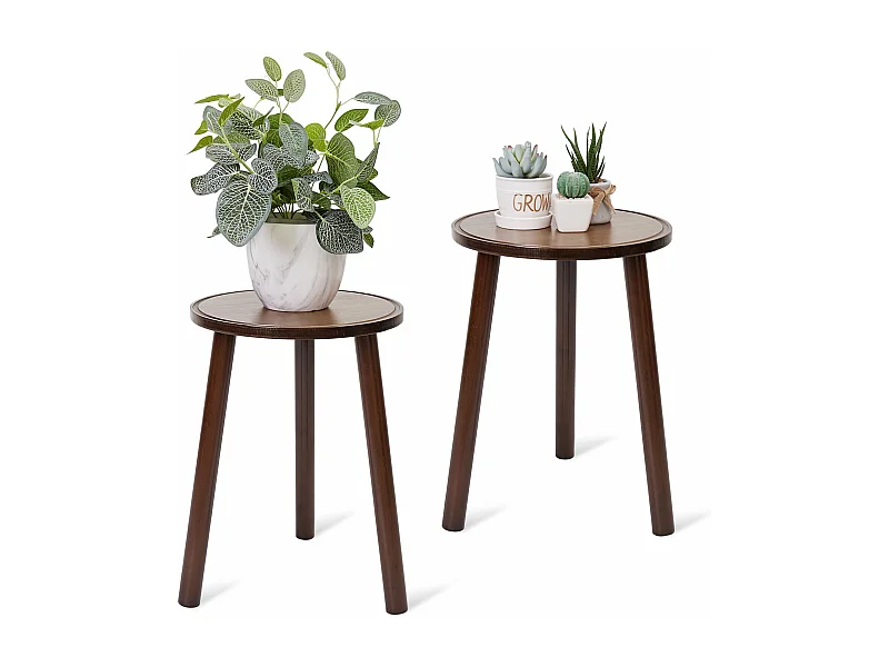 Lot de 2 porte plante en bambou table d’appoint scandinave echelle intérieur pour sallon chambre bureau 30x30x42cm