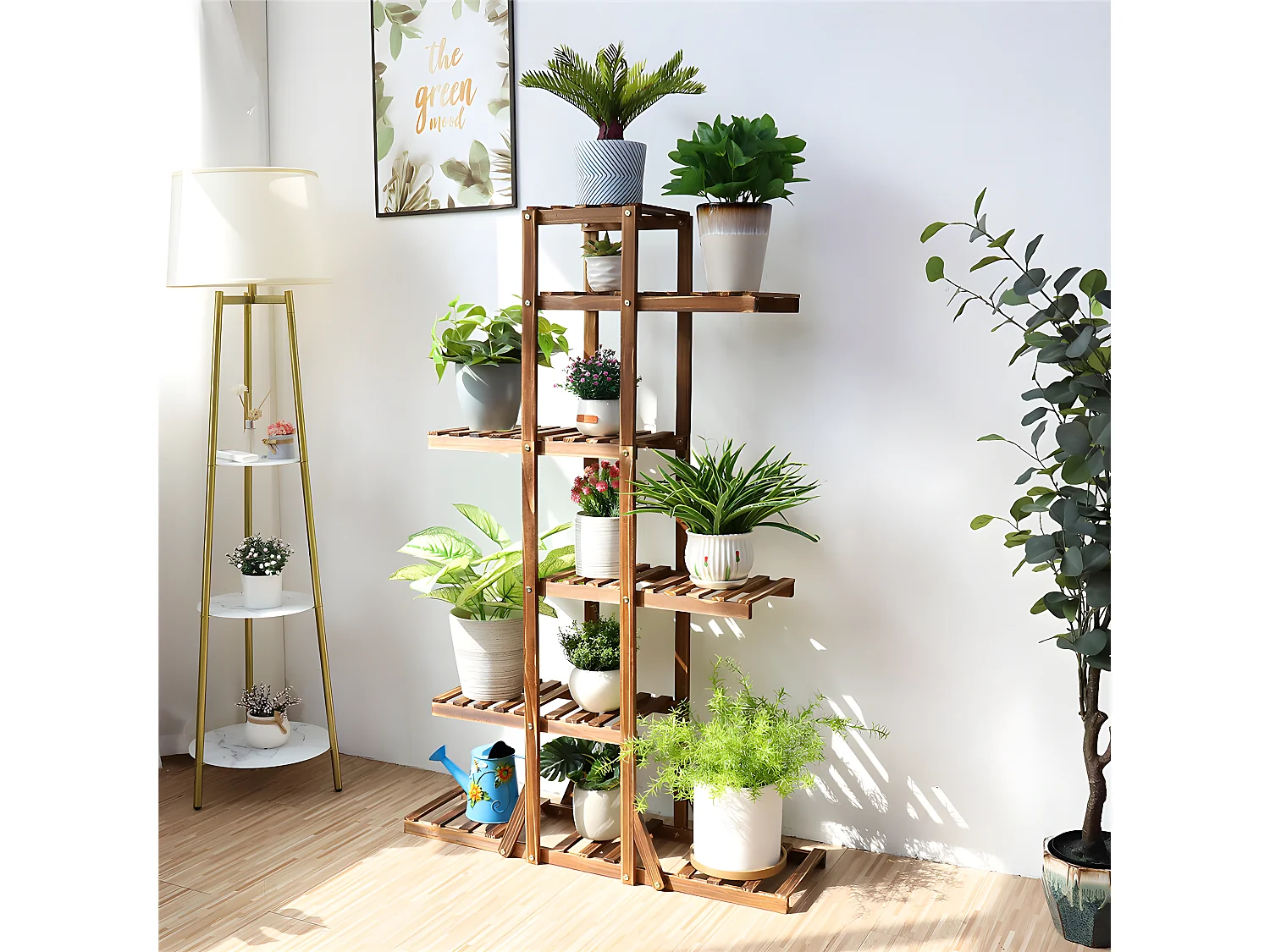 Porte plante étagère plantes à 6 tablettes support pour jardin terrasse balcon maison 92x58x25.4cm