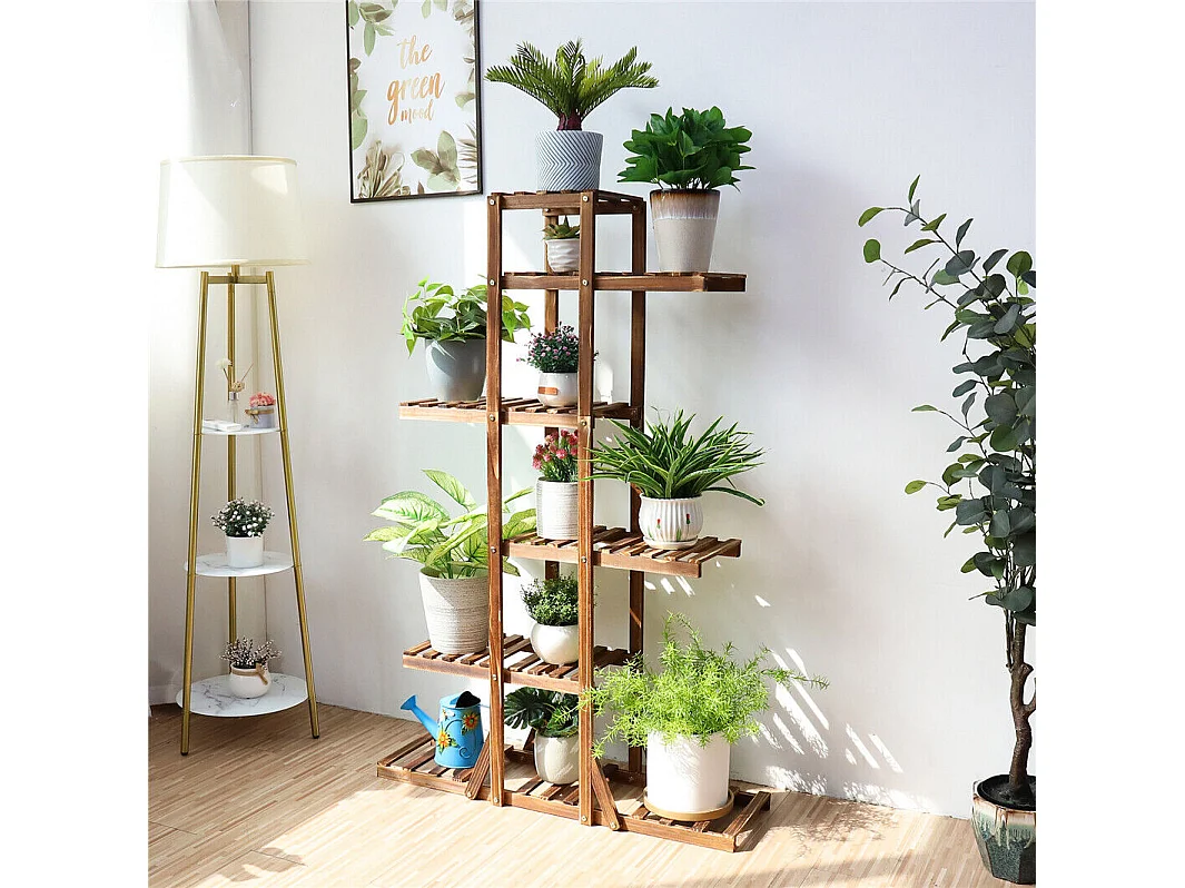 Porte plante étagère plantes à 6 tablettes support pour jardin terrasse balcon maison 92x58x25.4cm