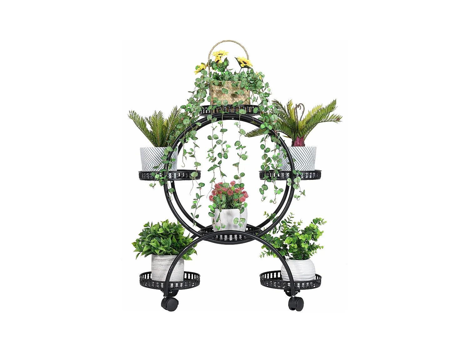 Porte plante intérieur à roulettes étagère plantes design support pot de fleur 33x73x79cm