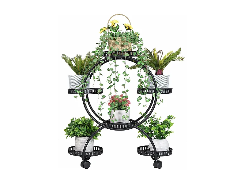 Porte plante intérieur à roulettes étagère plantes design support pot de fleur 33x73x79cm