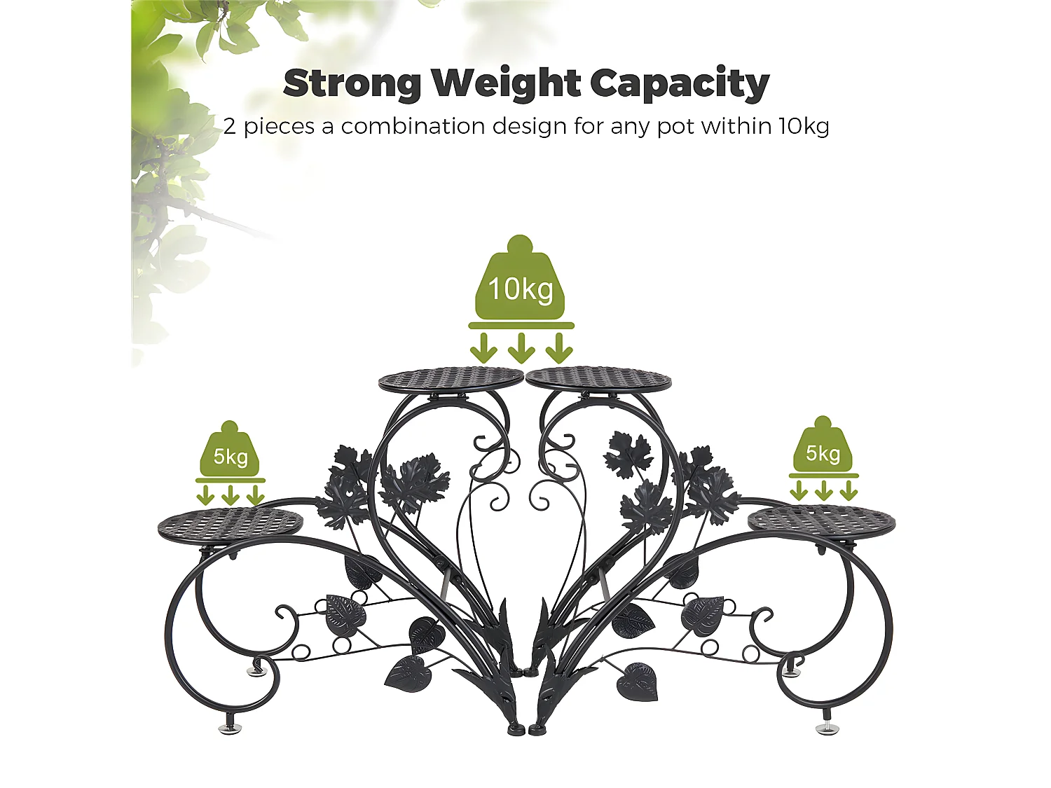 Étagère plantes porte plante avec 4 tablettes support pot de fleurs pour balcon terrasse 45x21x42.5 cm