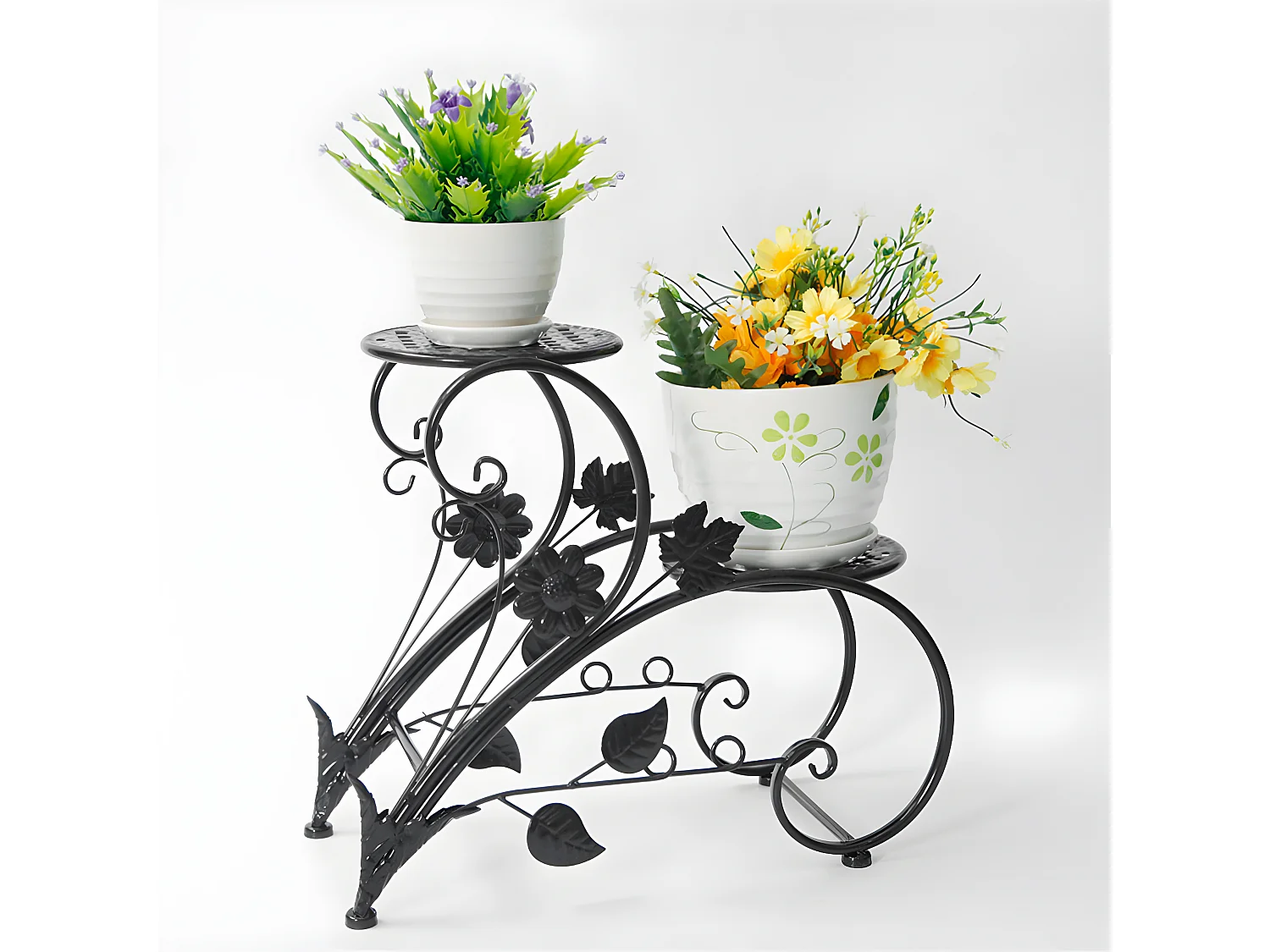 Étagère plantes porte plante avec 4 tablettes support pot de fleurs pour balcon terrasse 45x21x42.5 cm