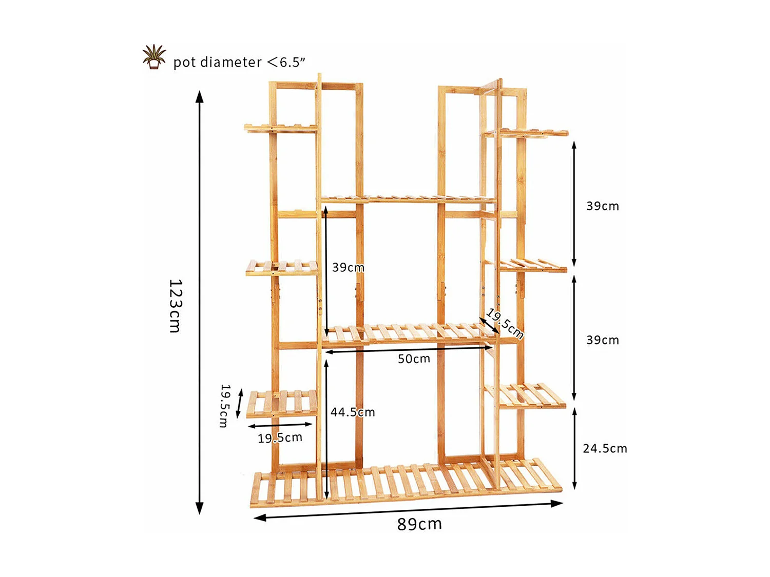 Étagère plante porte plantes support pot de fleurs vertical pour maison bureau café 123x89x19.5cm