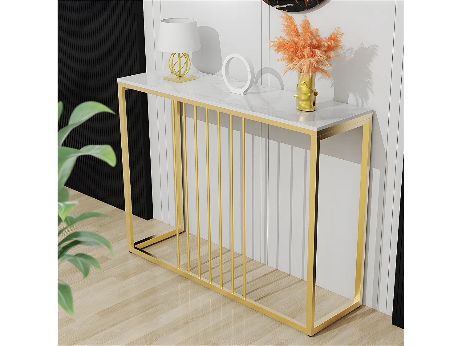 Table console entree en marbre scandinave 120x30x78.5cm