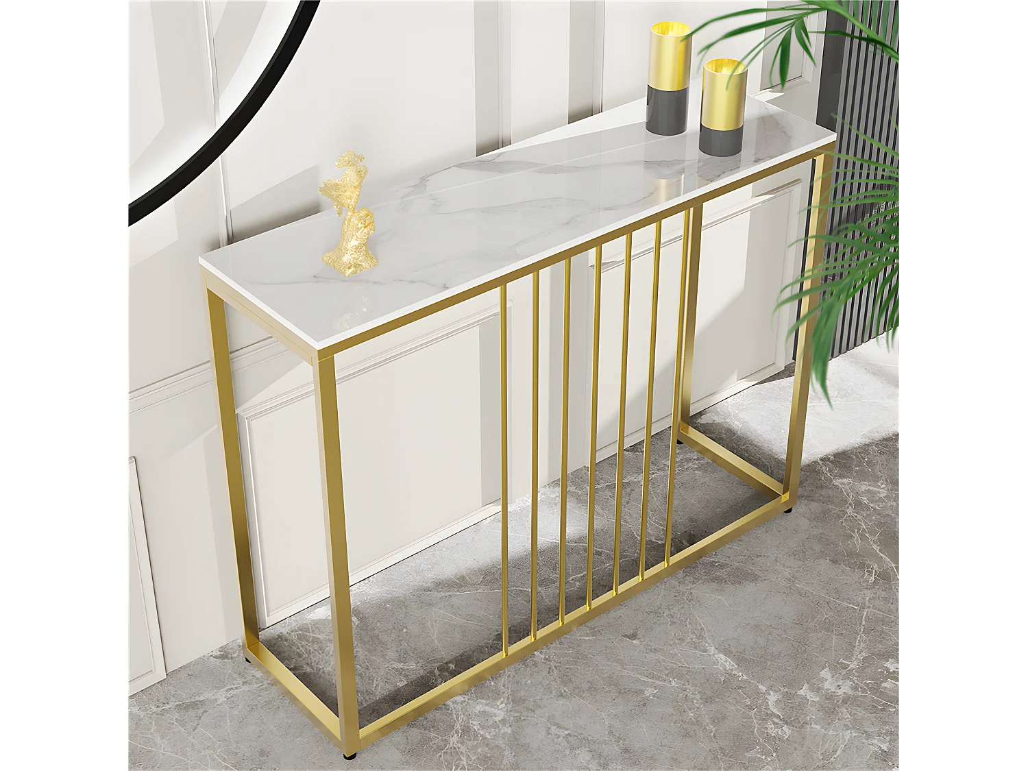 Table console entree en marbre scandinave 120x30x78.5cm