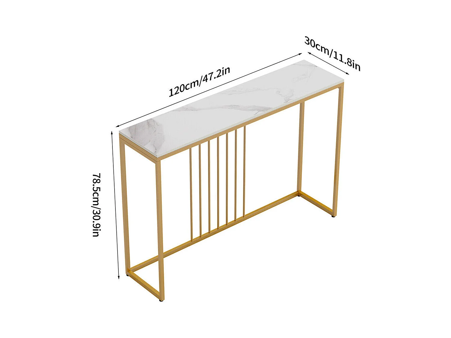 Table console entree en marbre scandinave 120x30x78.5cm