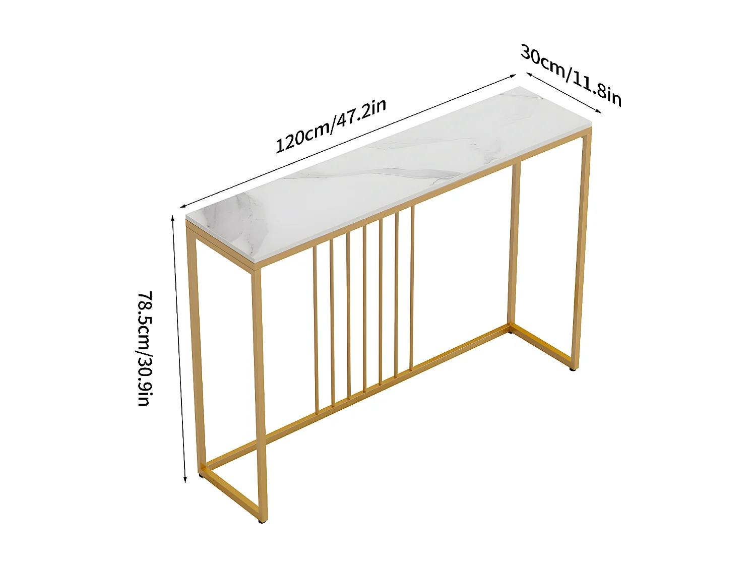 Table console entree en marbre scandinave 120x30x78.5cm