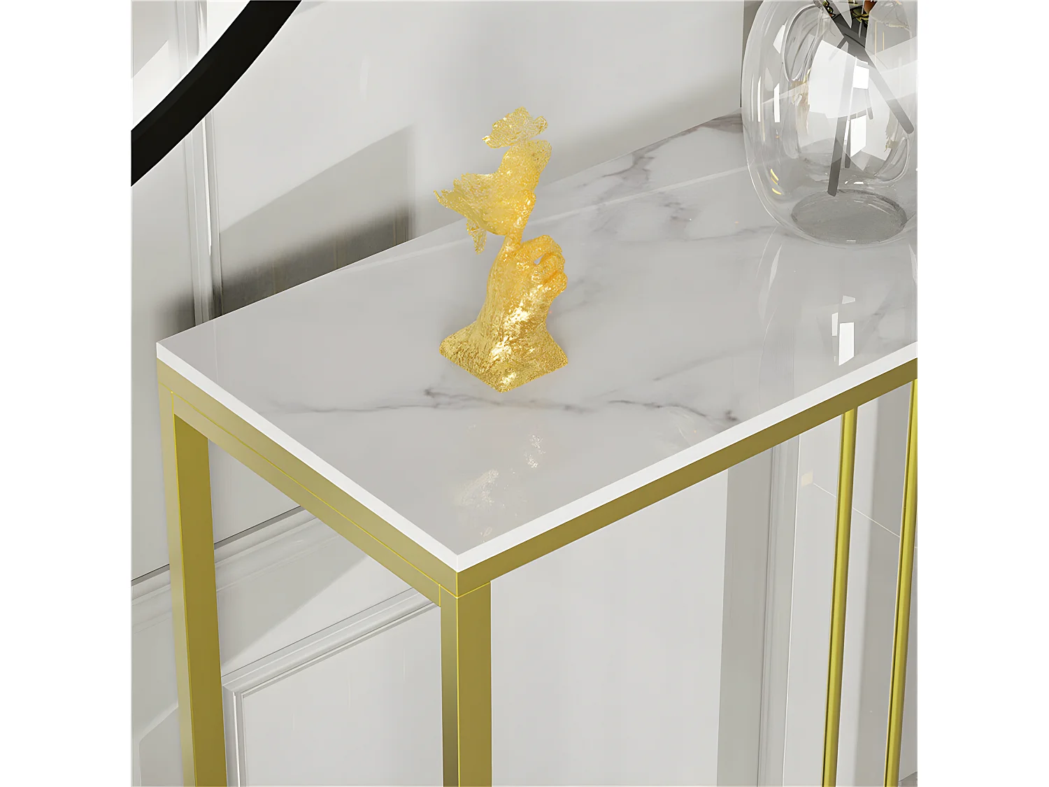 Table console entree en marbre scandinave 120x30x78.5cm