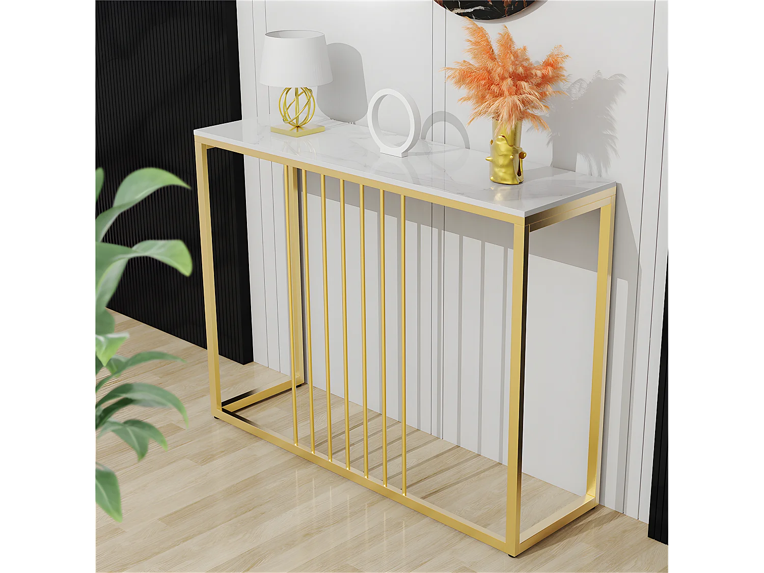 Table console entree en marbre scandinave 120x30x78.5cm