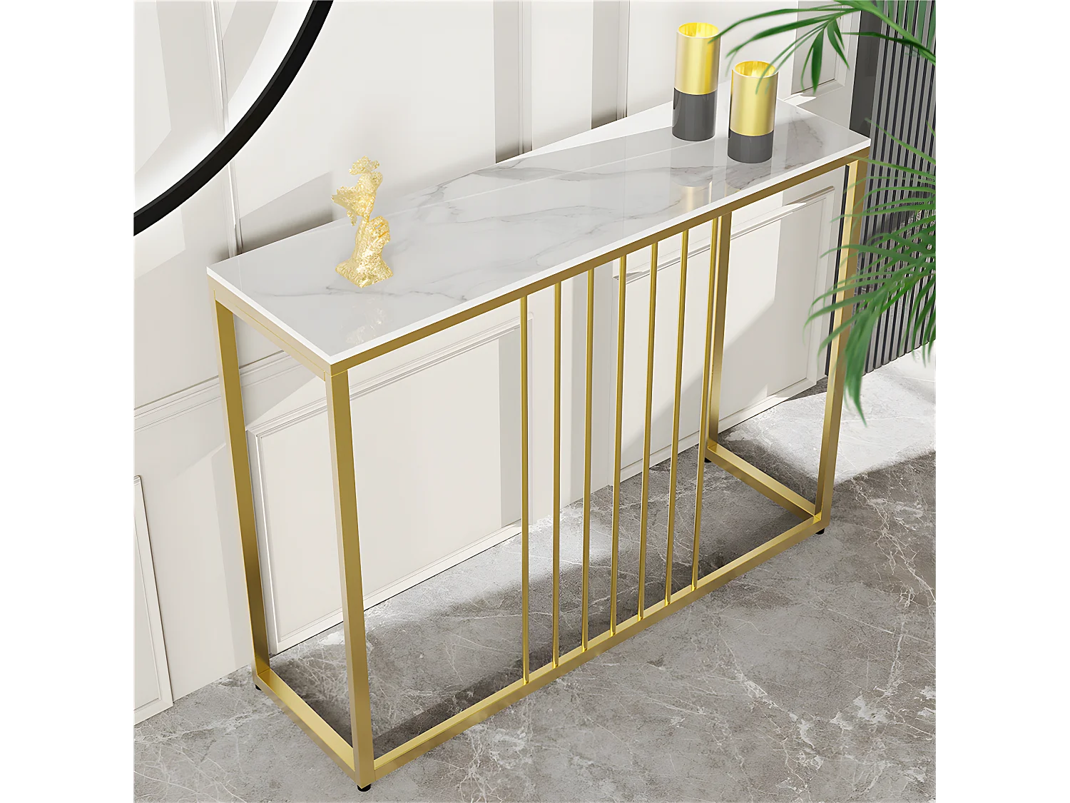 Table console entree en marbre scandinave 120x30x78.5cm