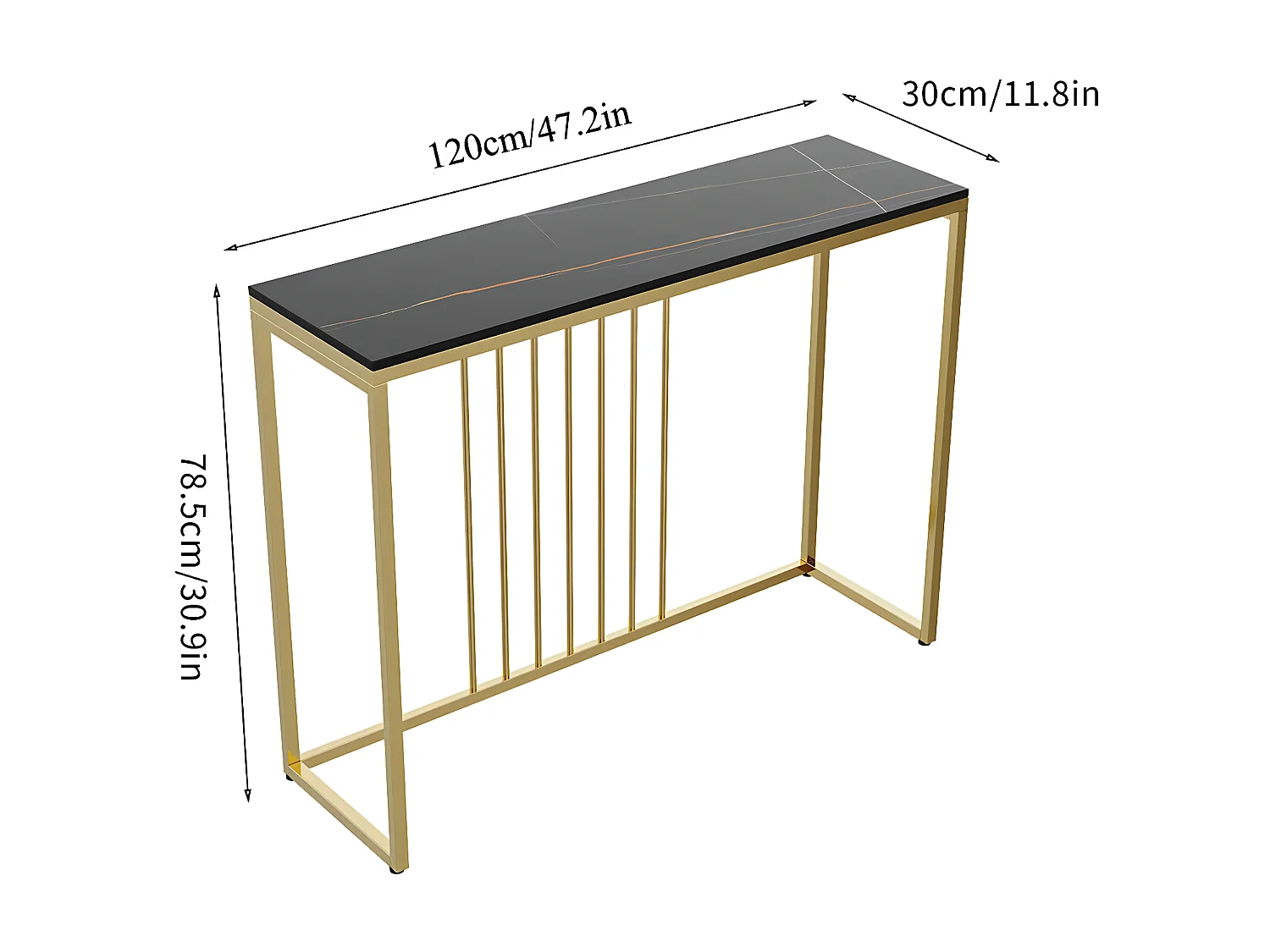 Table console entrée en marbre pour couloir salon 120x30x78.5cm