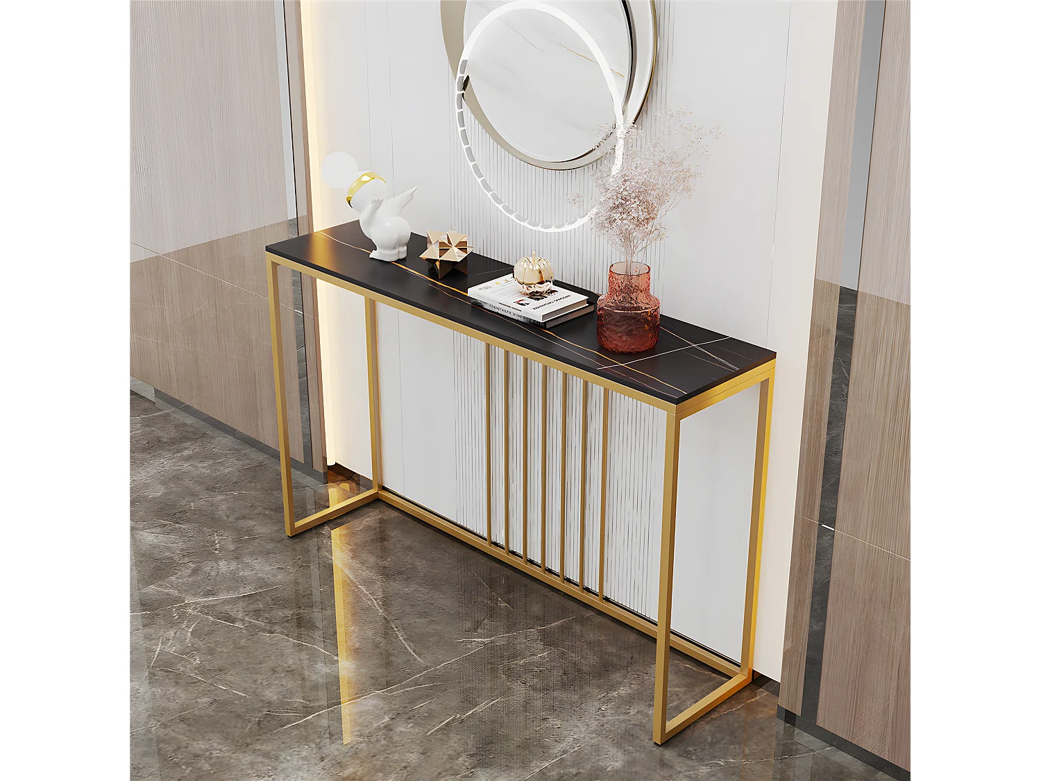 Table console entrée en marbre pour couloir salon 120x30x78.5cm